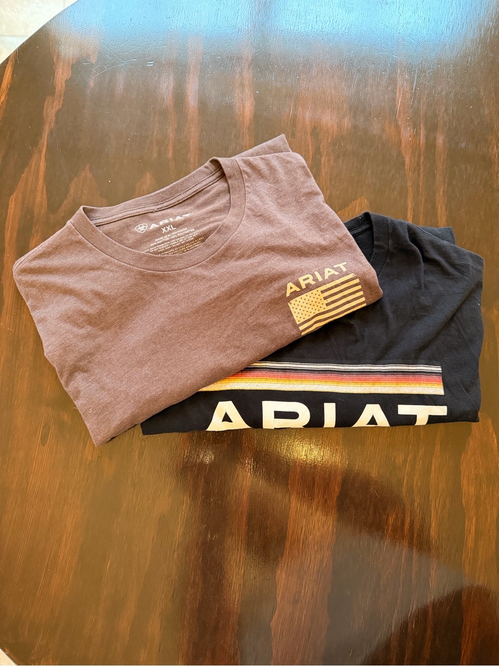 Ariat Short Sleeve Logo Tees in Brown and Black